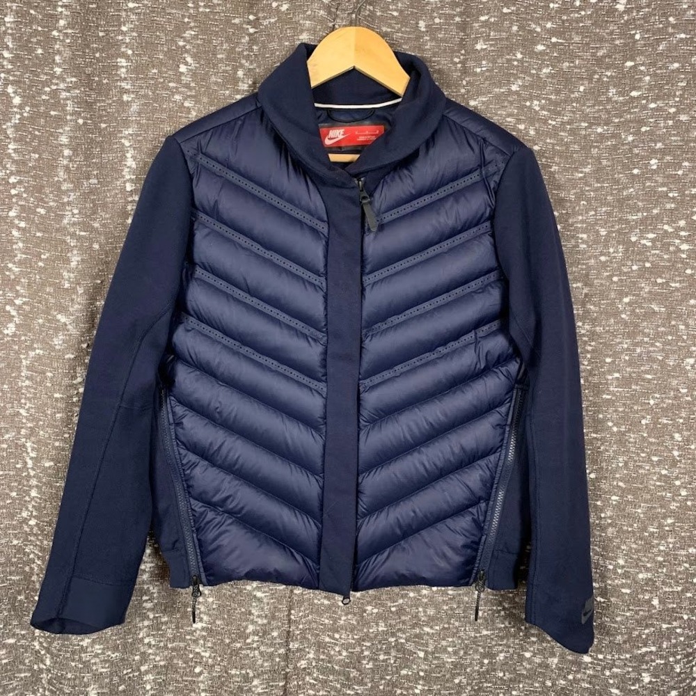 Nike Tech Fleece Aeroloft 800 Puffer Bomber‎ Jacket Navy Goose Down 804982-423 M